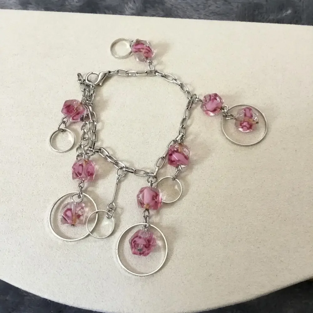 Silver Multi-Pink Crystal Bracelet - Picture 2 of 5